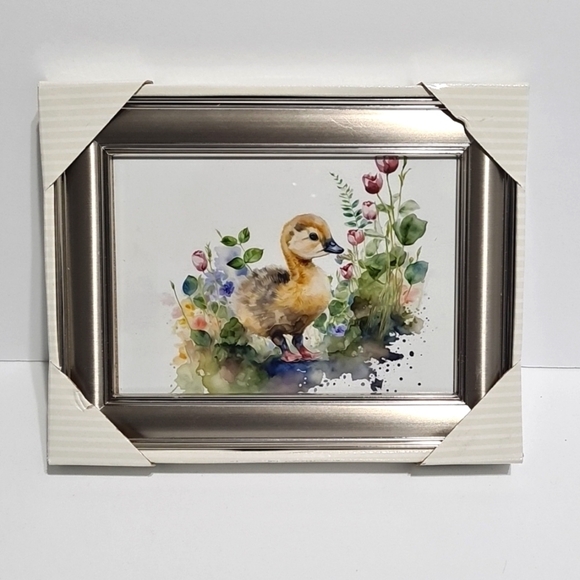 NobleCaptures Other - Baby‎ Gosling Floral Oil Painting Watercolor Framed Art Print - Gosling Art